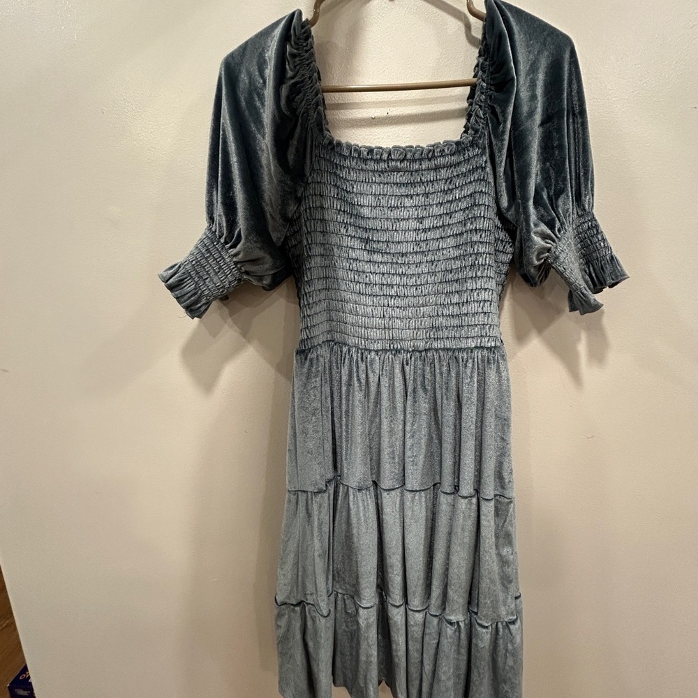 Baltic Born Charcoal Smocked Midi Dress